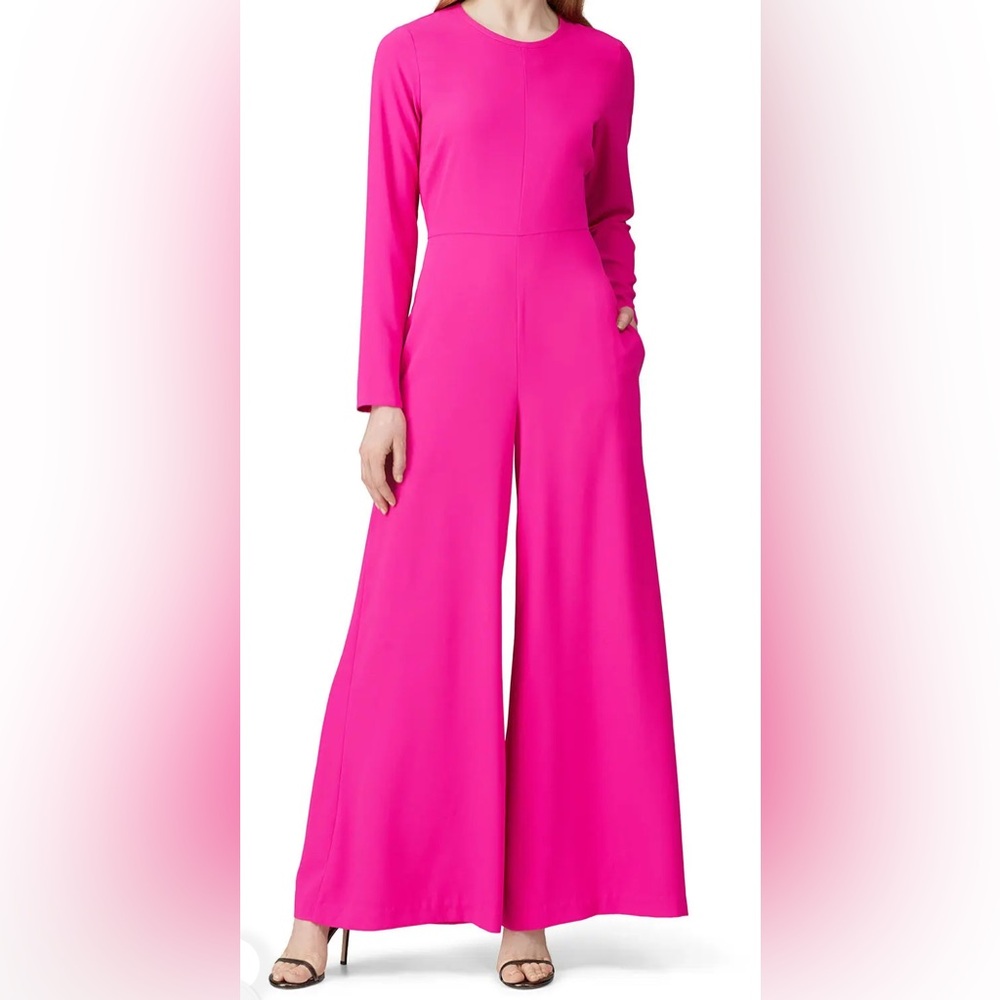 Adam Lippes Hot Pink Long-Sleeve Wide-Leg Jumpsuit